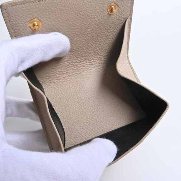 Saint Laurent Leather Tiny Wallet Tri-fold Compact Wallet Beige - Picture 5 of 8